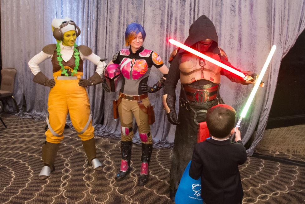 Star Wars characters interacting with children at Once Upon a Time