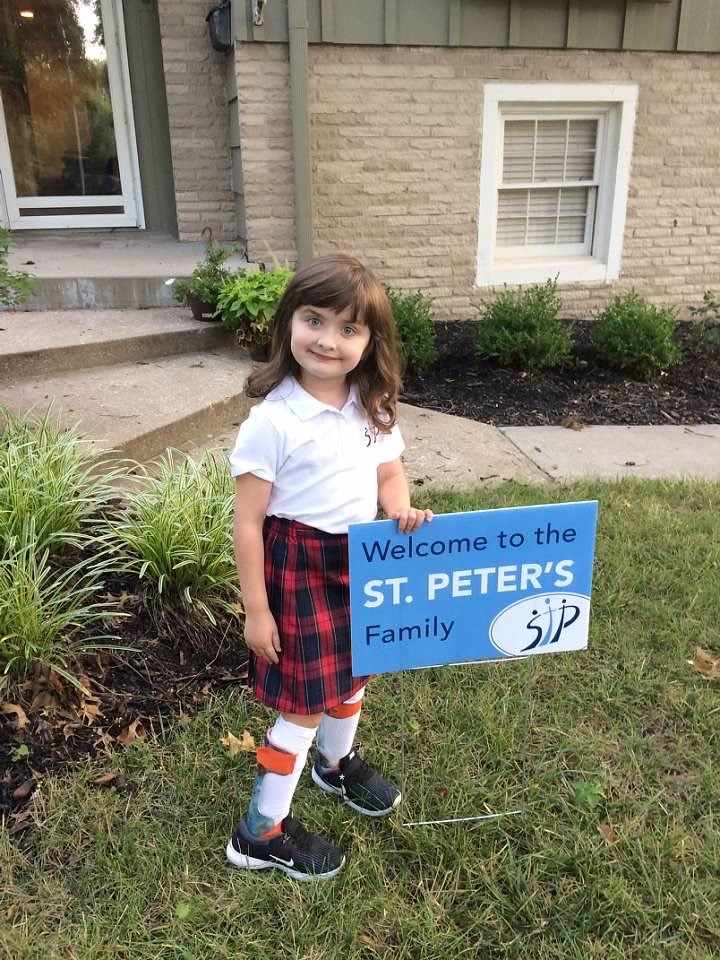 Amelia’s first day of kindergarten in August 2018.  She loves to read and do science experiments. 