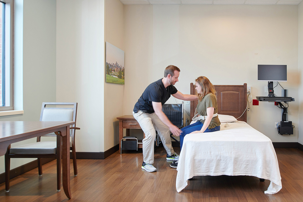 Home-like setting: The Rehab Institute is designed to help patients practice functioning in real-world environments.