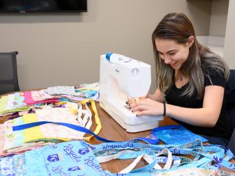Cheri Rich sewing drain bags for mastectomy patients