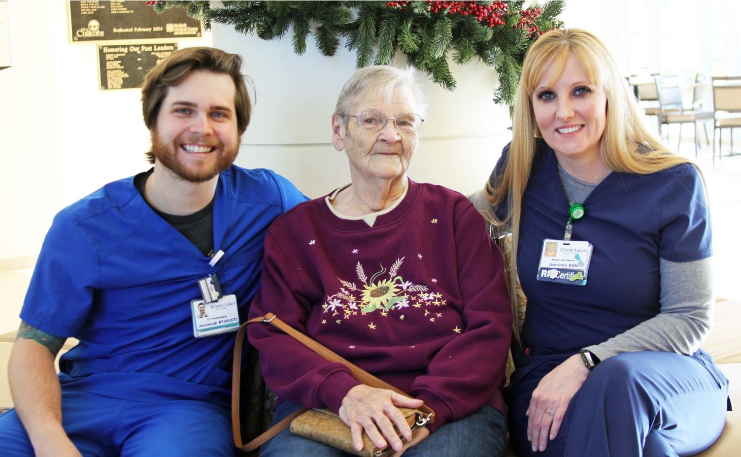 Patient Shirley Eskew with her two 'angels' from Hedrick Medical Center