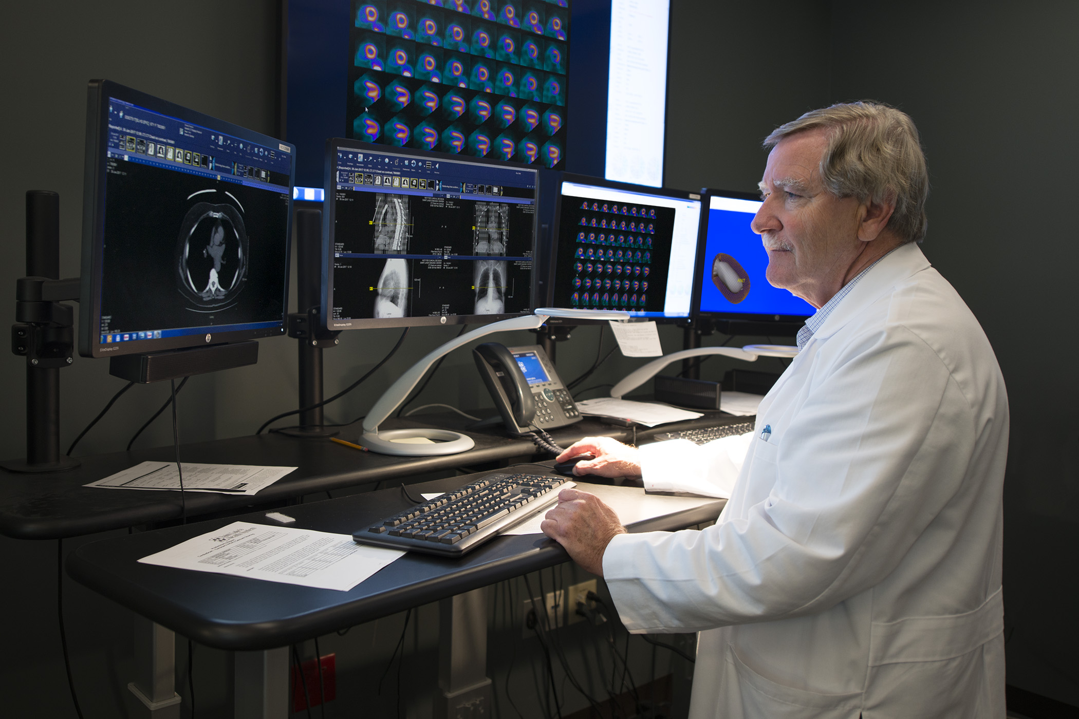 A Saint Luke's physician looks at nuclear imaging results