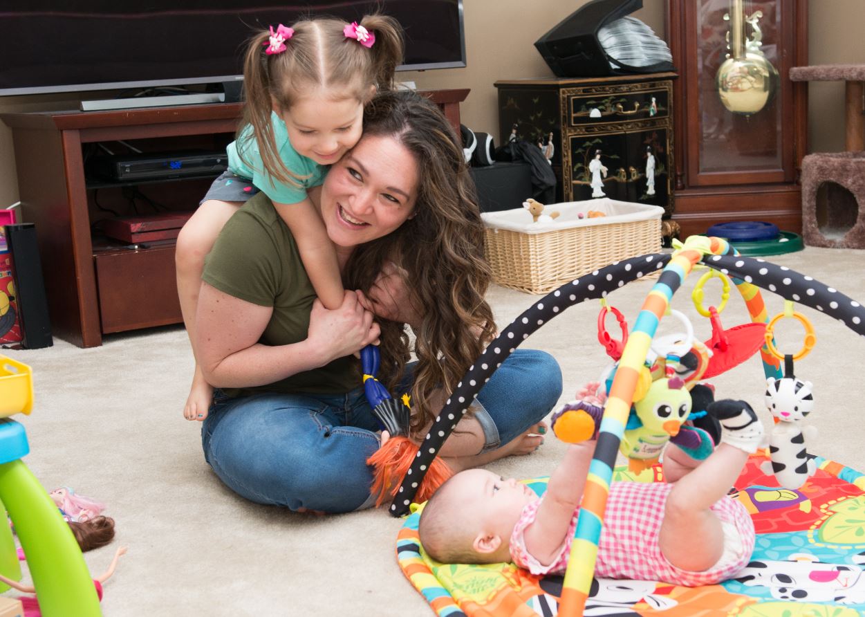 Mandy Corbin, two-time heart transplant patient, with children