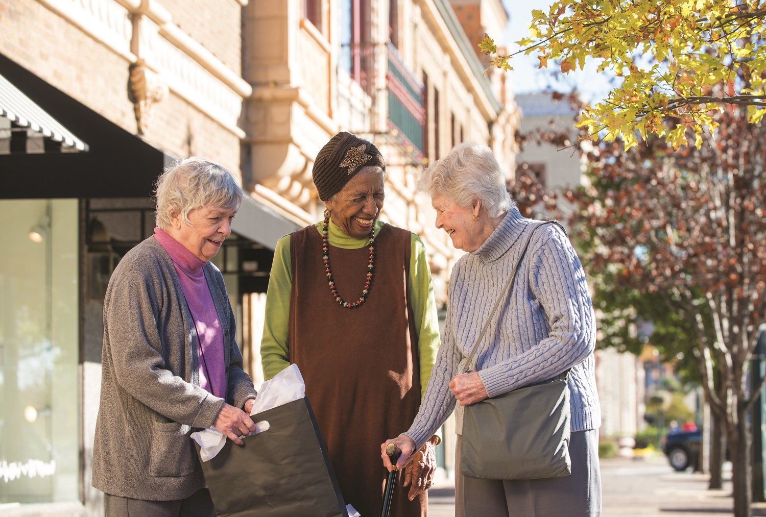 A group of retirement community members stroll around Kansas City