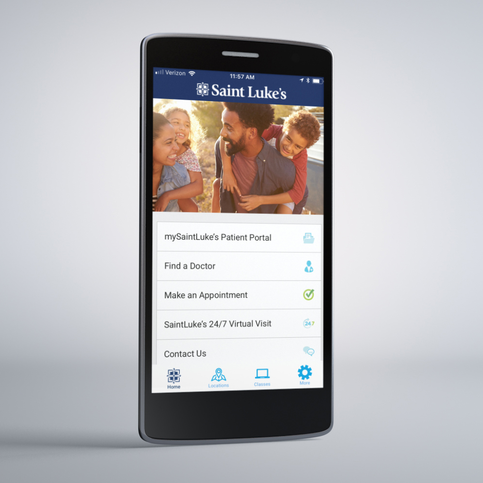 An example of the SaintLukesKC App on a smart phone