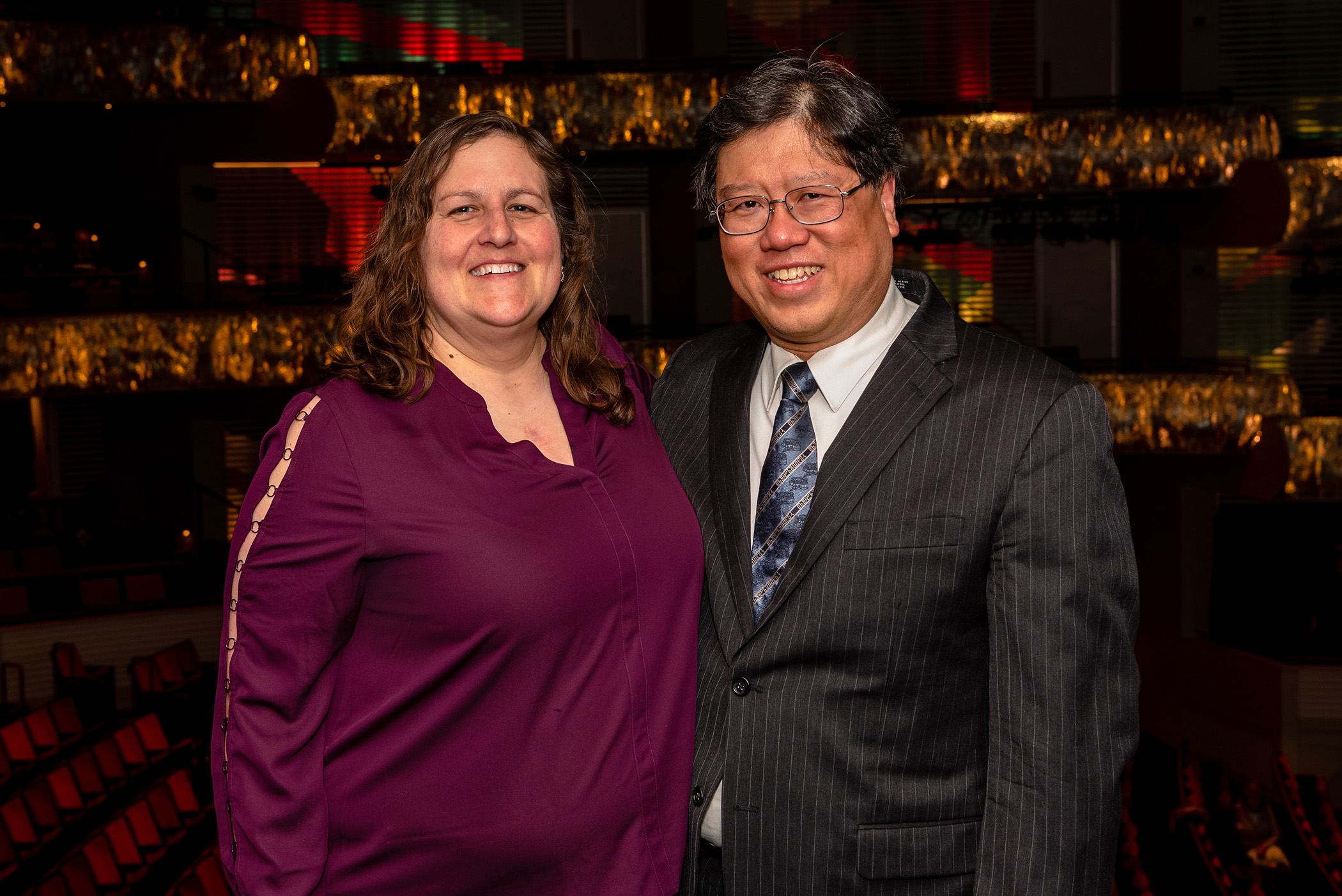 Barb Sheble and Dr. Kao at Kauffman Center for the Performing Arts Survivor Seat night