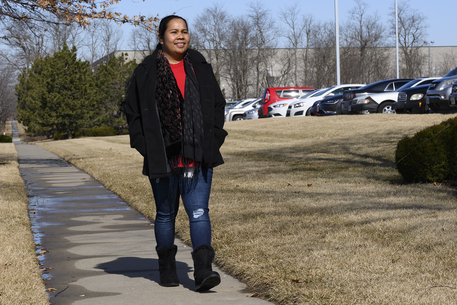 Jarsita Samo walking outside