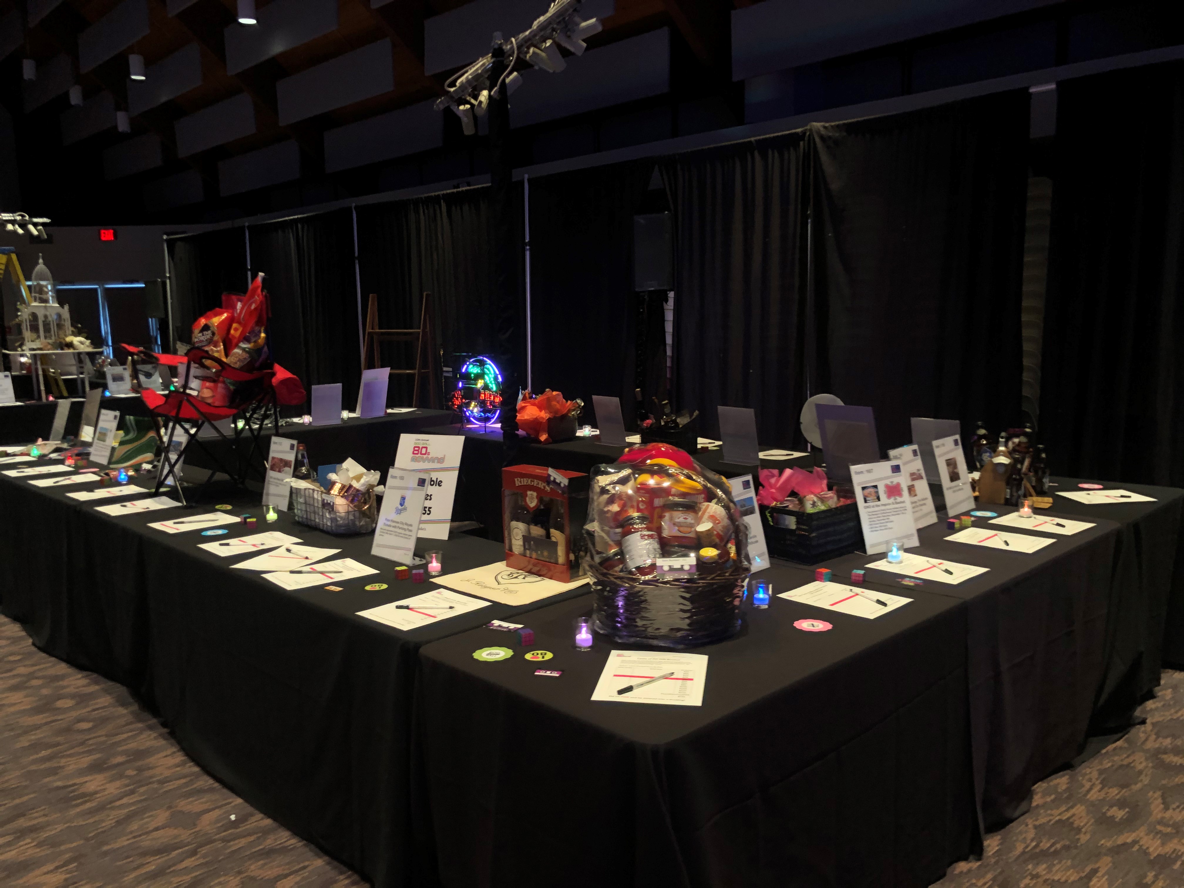 Silent auction items at Boo Ball