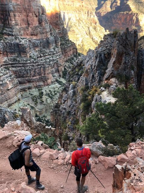 Grand Canyon hunger walk hikers looking at the view