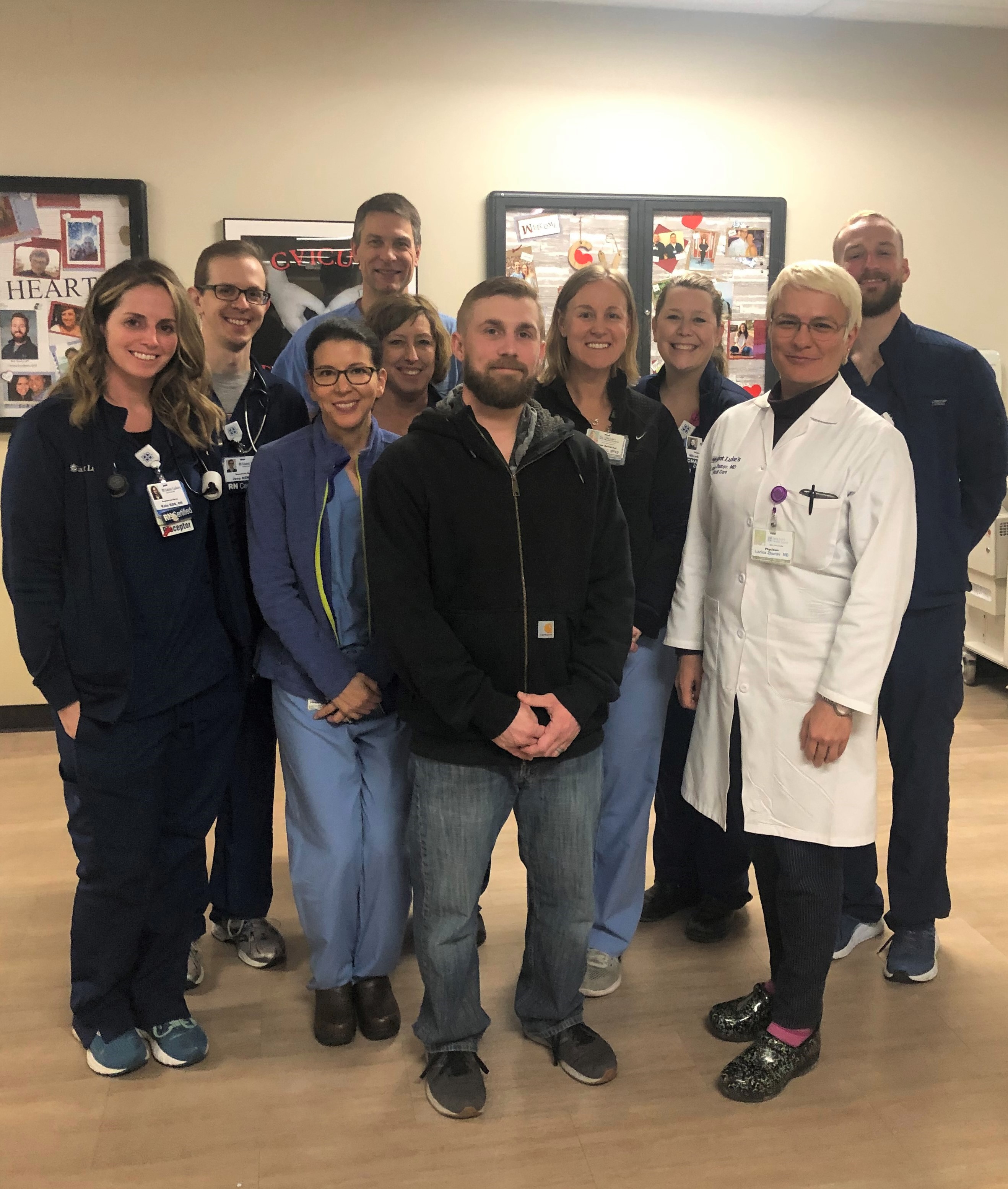 Ryan Harshner with his CVICU team at Saint Luke's Hospital of Kansas City
