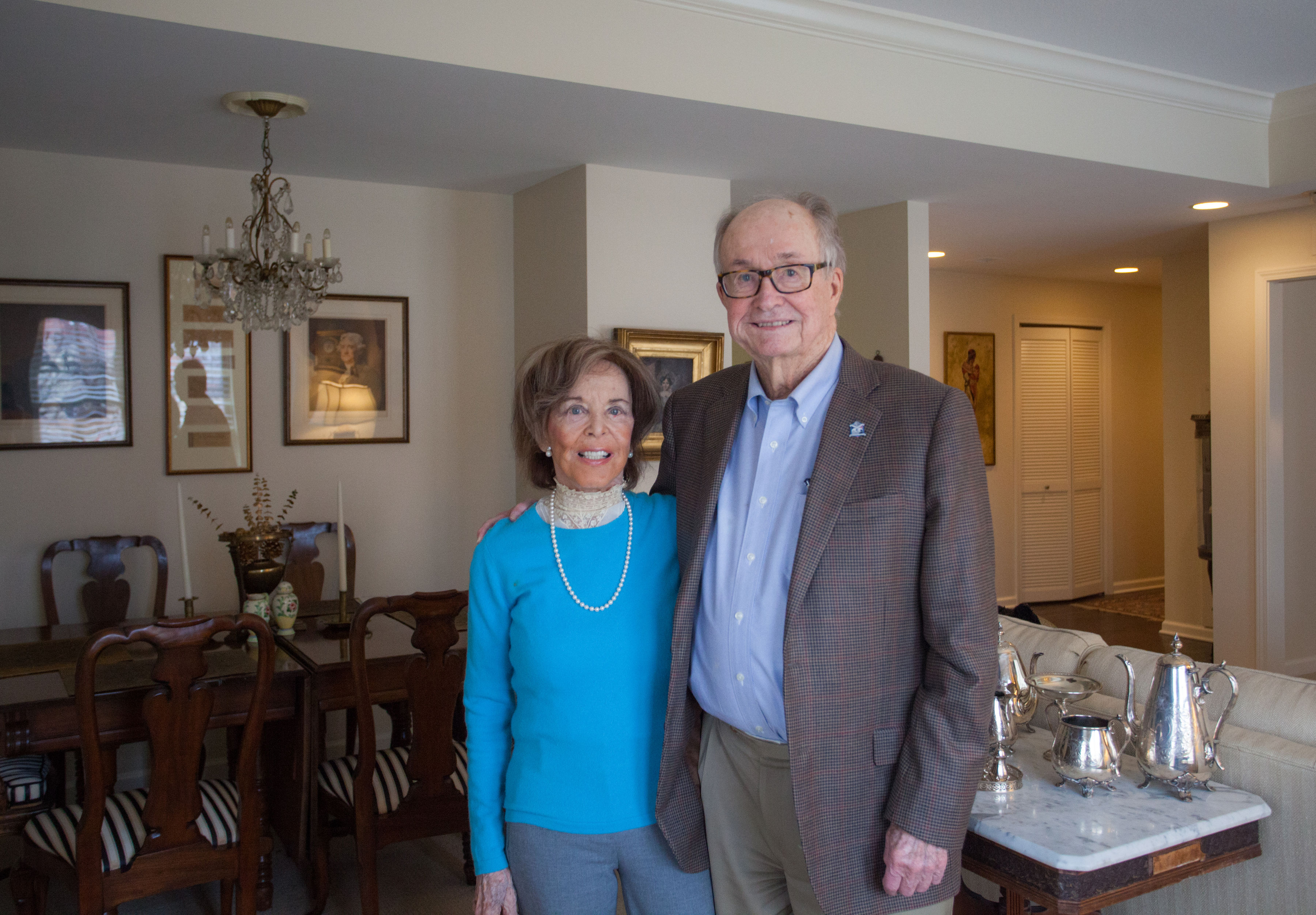 Anne and Ed Matheny, residents at Bishop Spencer Place, standing in their apartment