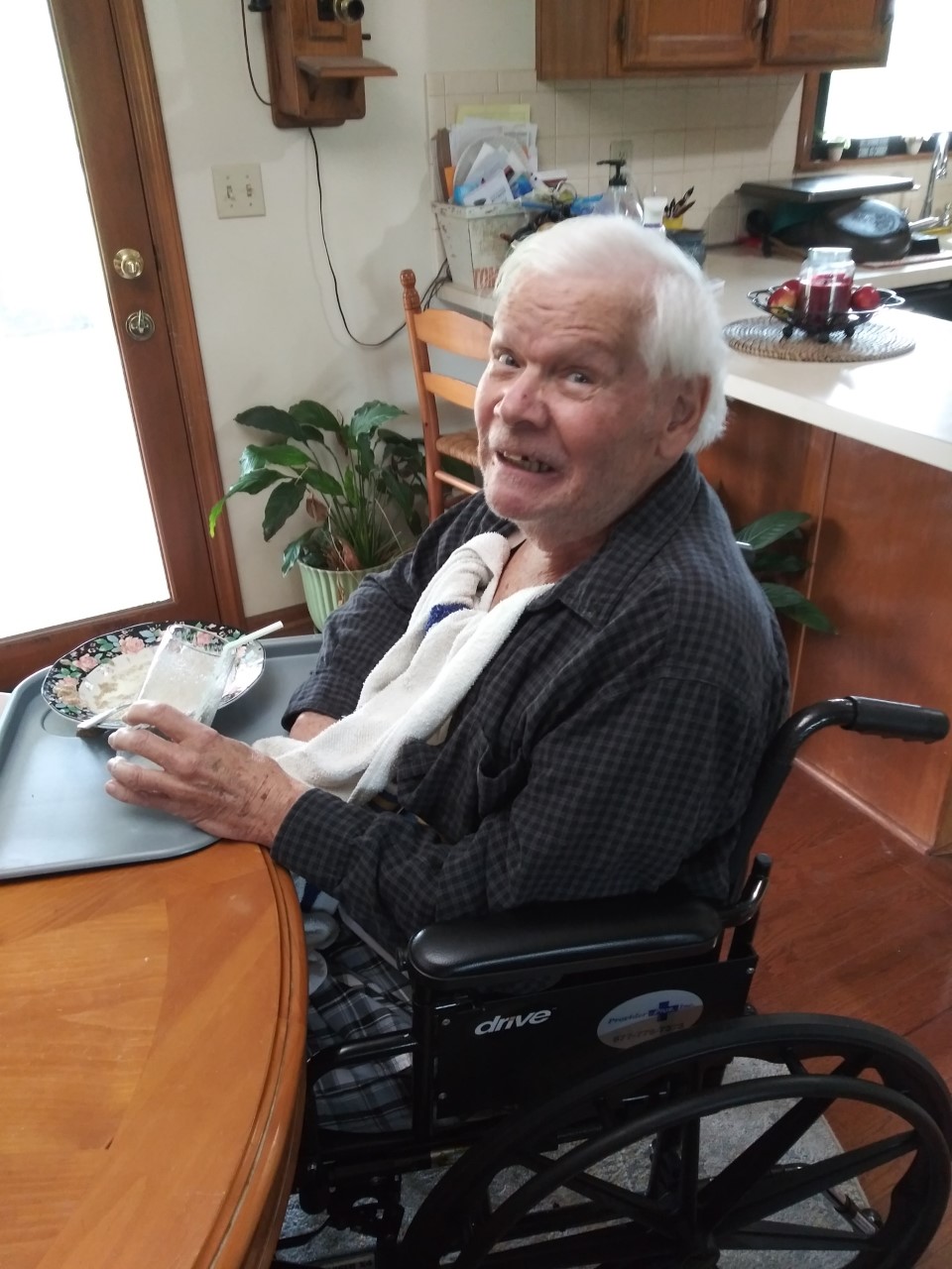 Don enjoying lunch at home with his daughter