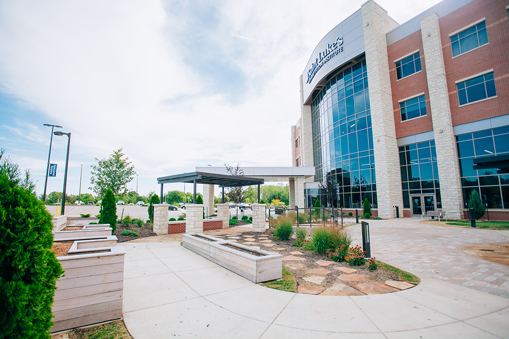 Therapy garden: The 11,000-square-foot outdoor area features multiple walking surfaces for real-world practice.