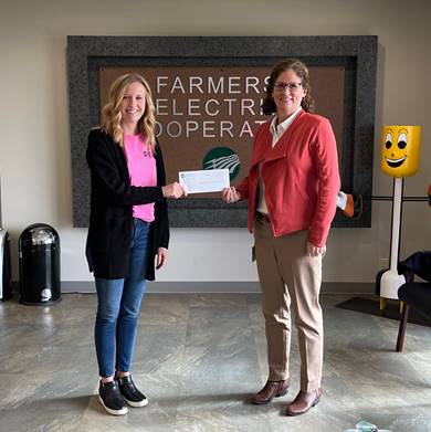 The wonderful employees of Farmers' Electric Cooperative - Missouri who purchased and wore pink FEC Co-op shirts during October in support of the HMC Oncology Nurse Navigator Program.