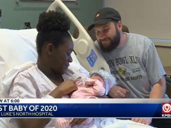 KMBC 9 abc. New at 6:00 First baby of 3030. Saint Luke's North Hospital