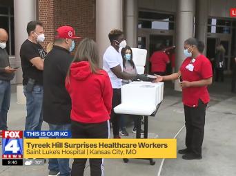 FOX4: Tyreek Hill Surprises Healthcare Workers - Saint Luke's Hospital, Kansas City