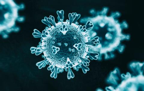 Blue sphere COVID-19 viruses