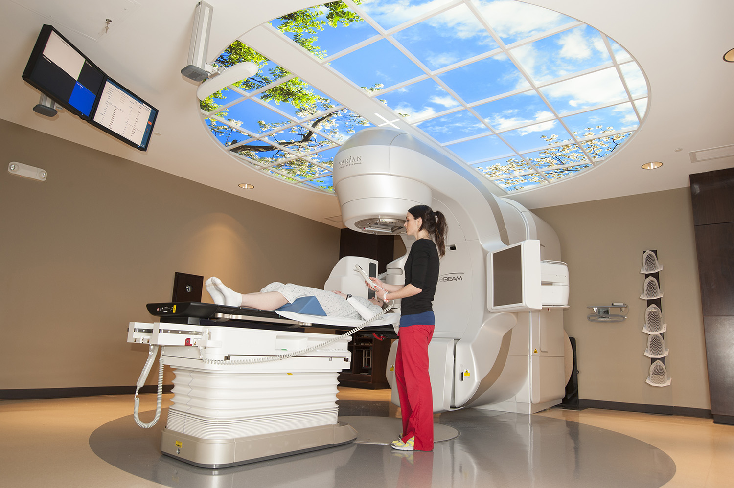 A linear accelerator, or LINAC, a medical device that produces high-energy X-rays or electron beams to treat cancer in a process called external beam radiation therapy