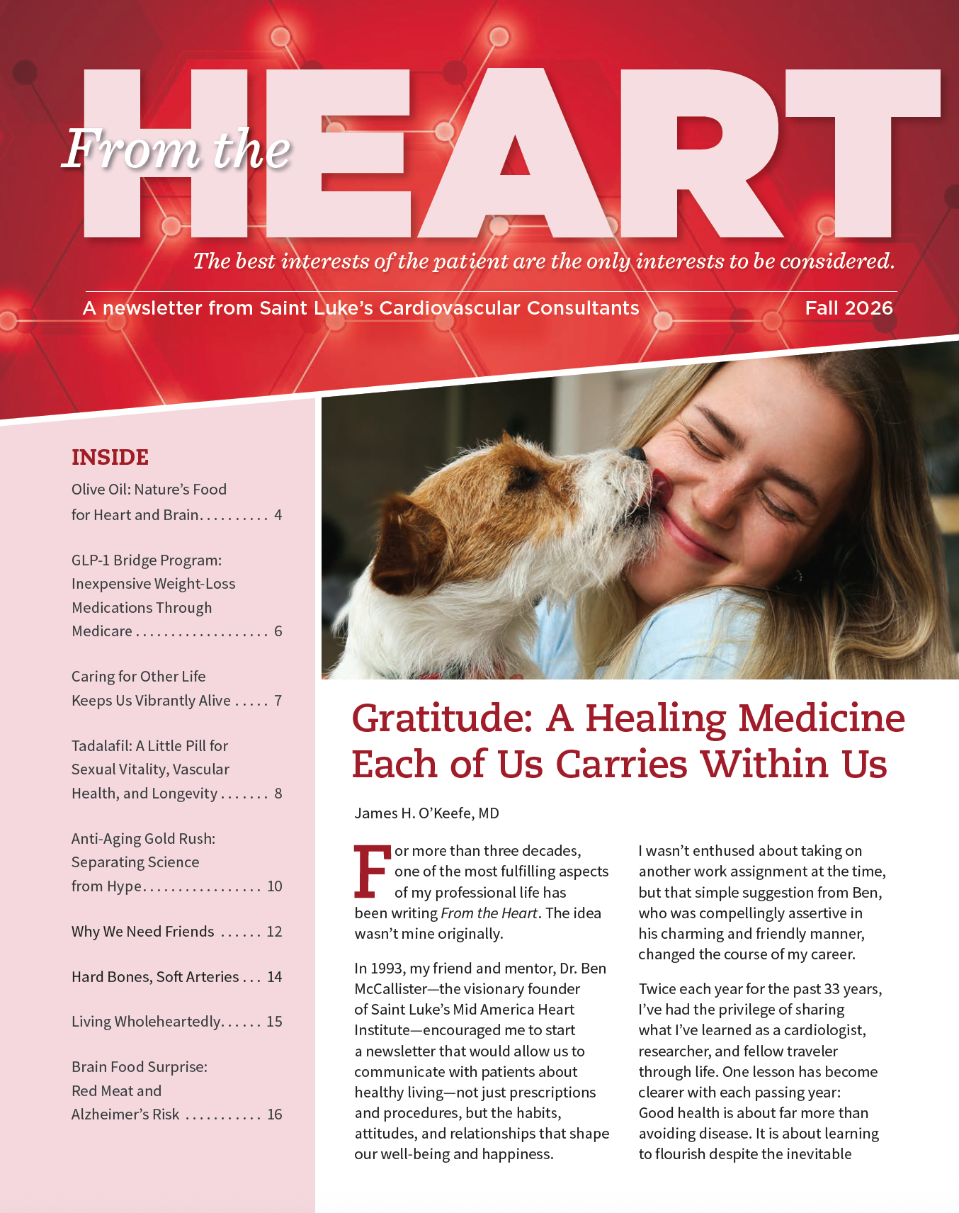 From the Heart newsletter cover page