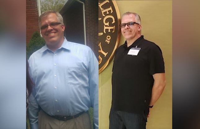 Side by side photos of David Clifton before and after